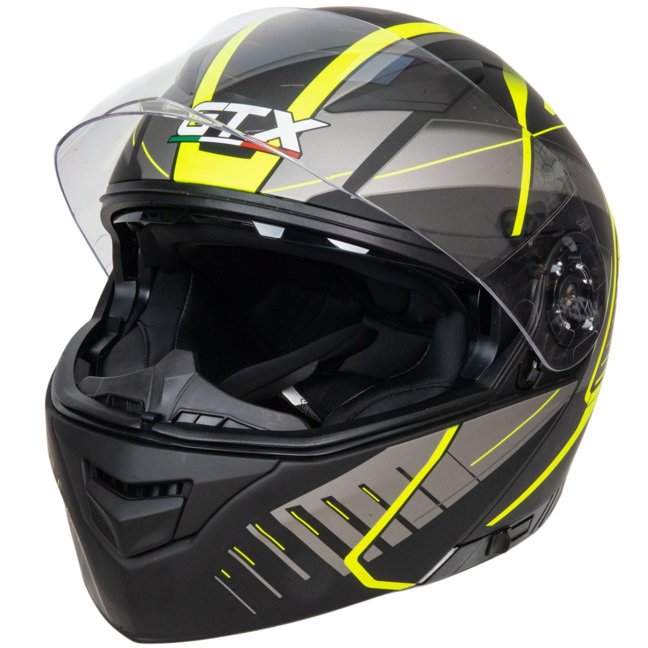 Шлем мото модуляр GTX 550 №3 (S) BLACK/FLUO YELLOW GREY (2 визора)