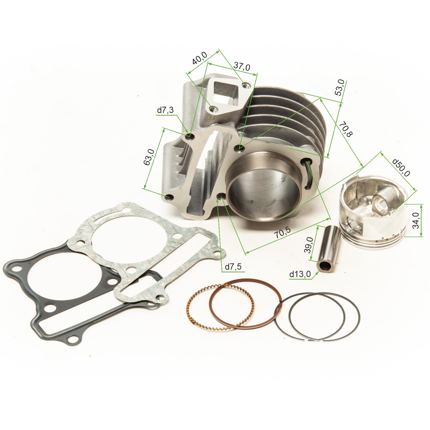 Цилиндро поршневая группа ( ЦПГ )139QMB НОВИНКА ТЮНИНГ из 8  d=50mm 